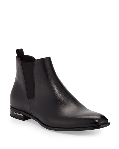 prada saffiano leather chelsea boots black men's 10.5d buy|Men's Boots .